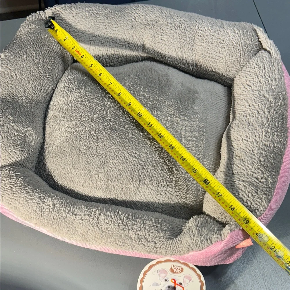 happy tails Cozy Gray and Pink Pet Bed